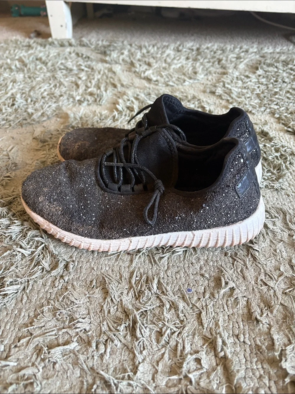 Forever Black glitter Athletic Sneakers with White Sole